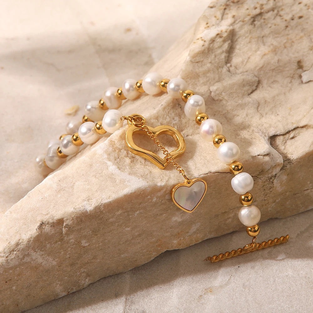 Gold beaded freshwater bracelet ireland