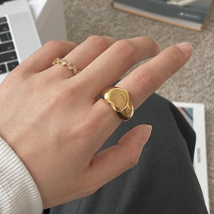 Gold plated heart ring- water resistant jewellery