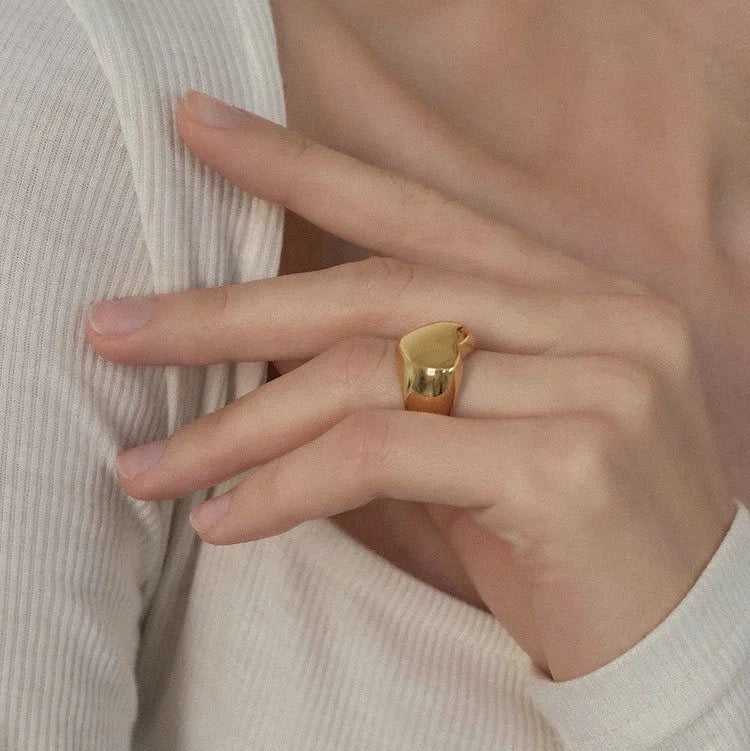 Gold plated heart ring- water resistant jewellery