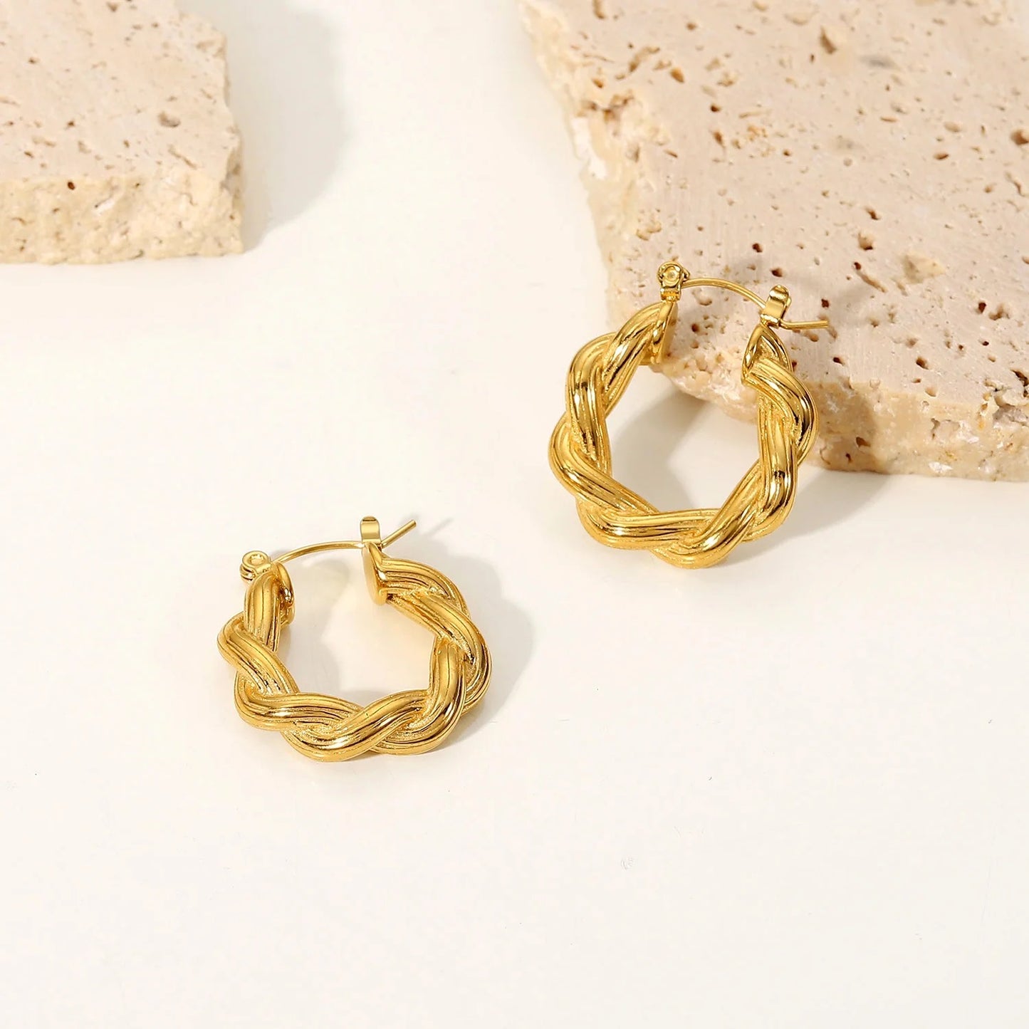 18 k Gold Plated Hoops-waterproof earrings