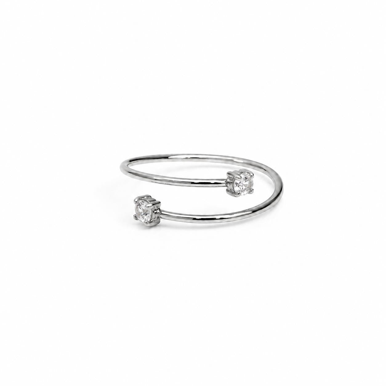 Adjustable silver Minimal Zirconia Ring