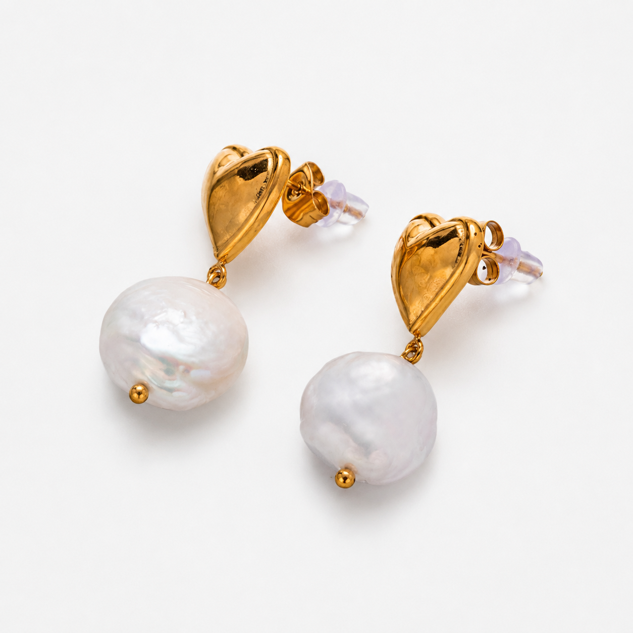 Heart Pearl studs