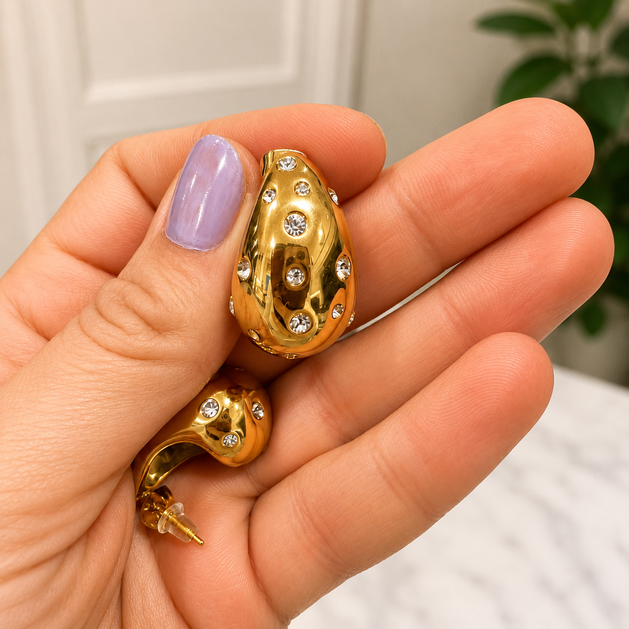 chunky drop earrings with zirconia
