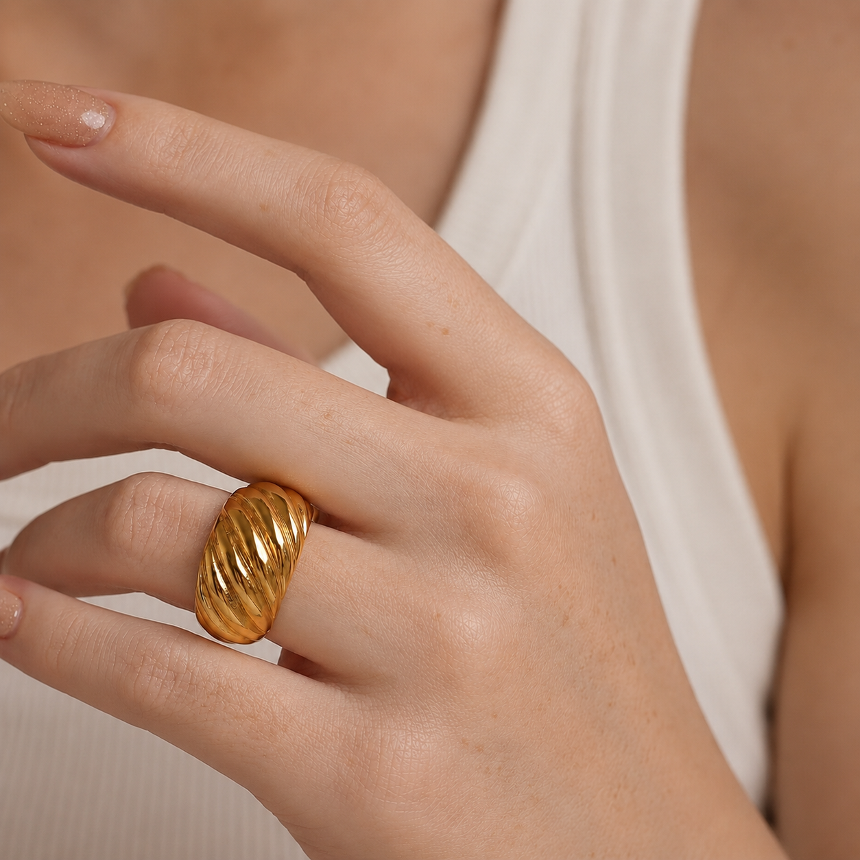 gold plated croissant ring