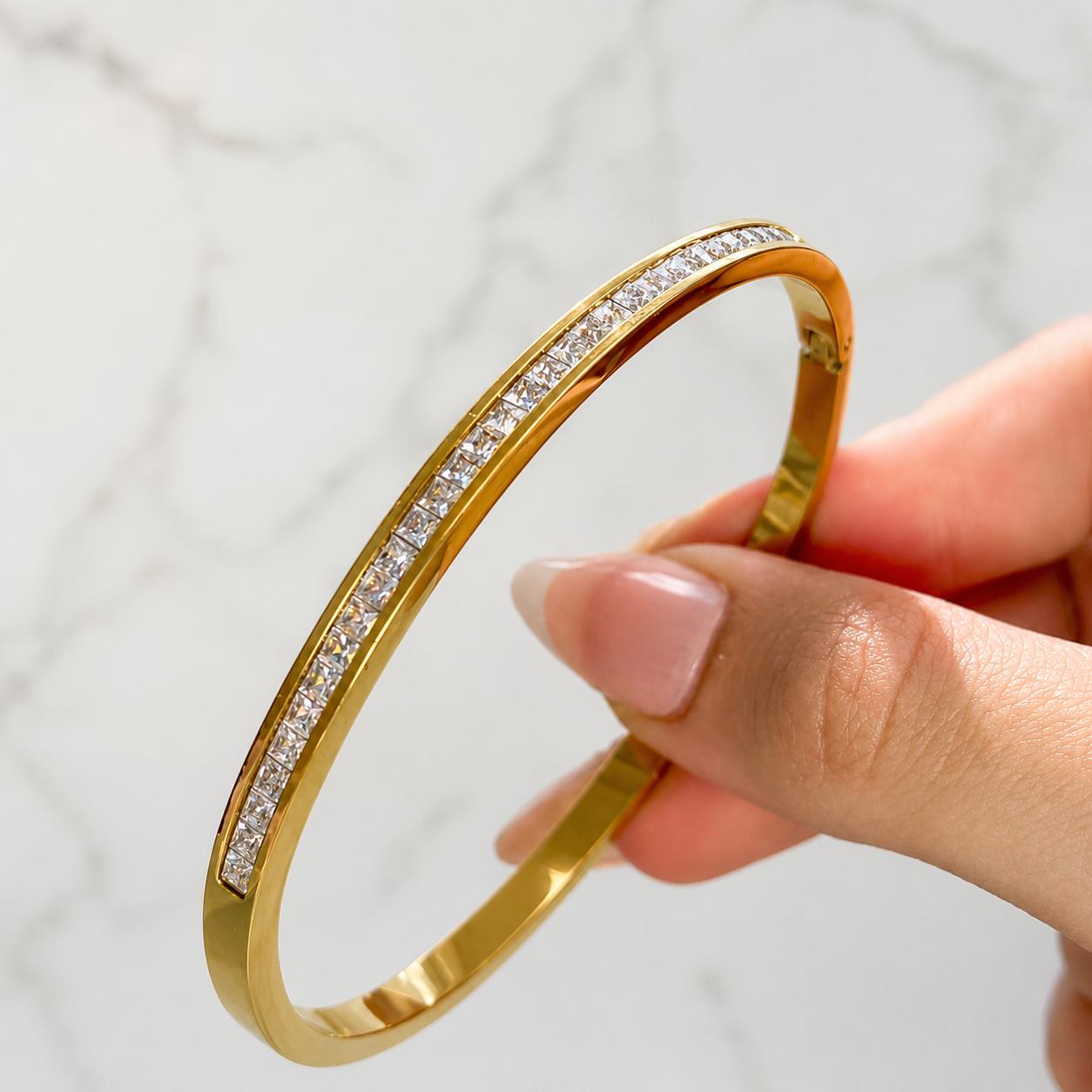 gold plated slim bangle bracelet