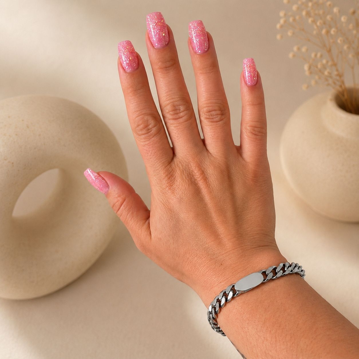 silver chunky chain bracelet