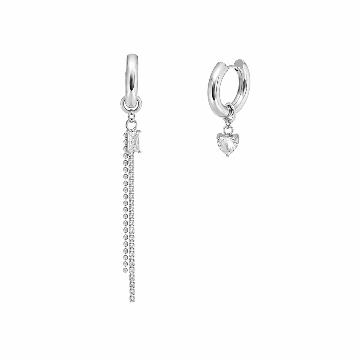 silver plated asymmetrical earrings