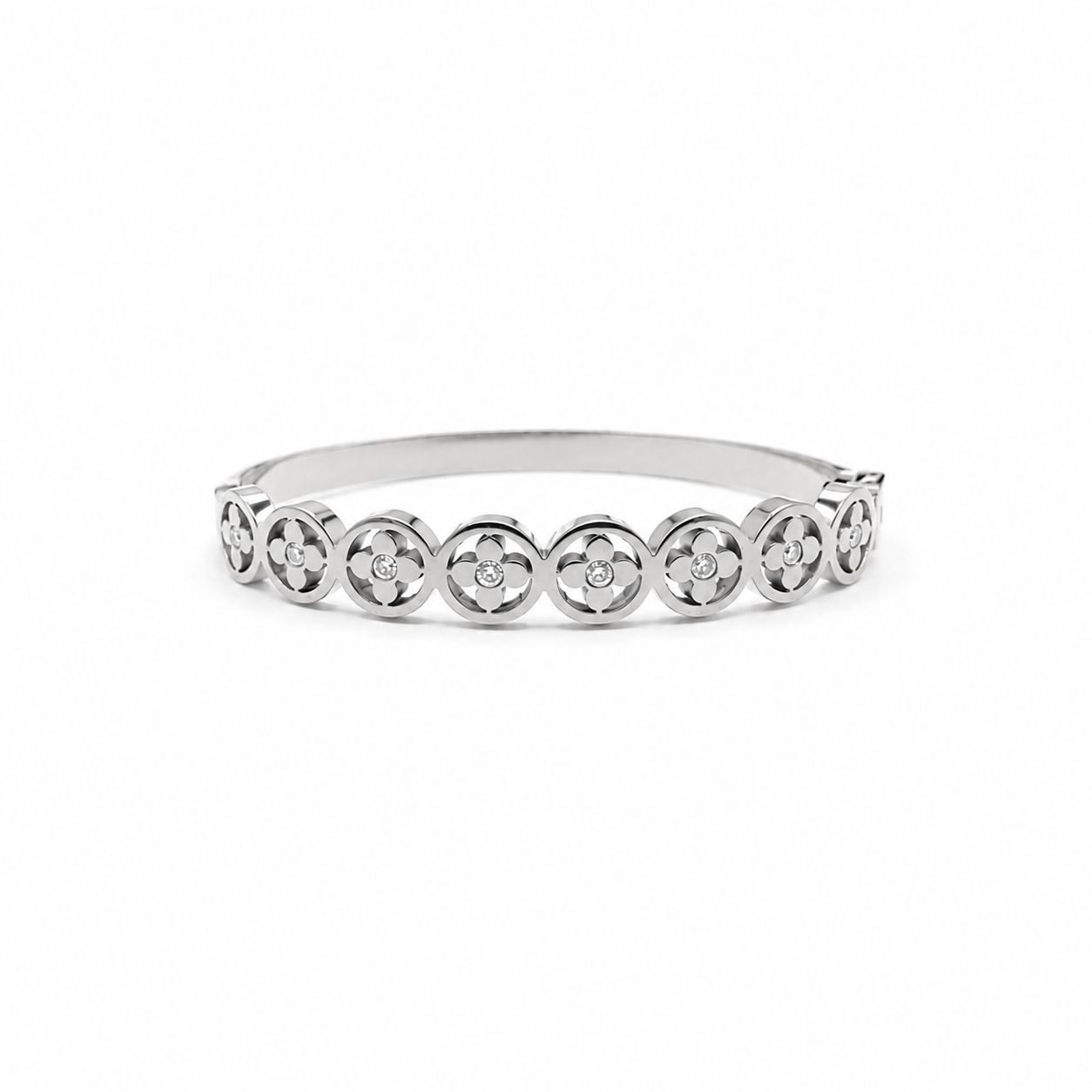 silver round crystal bangle
