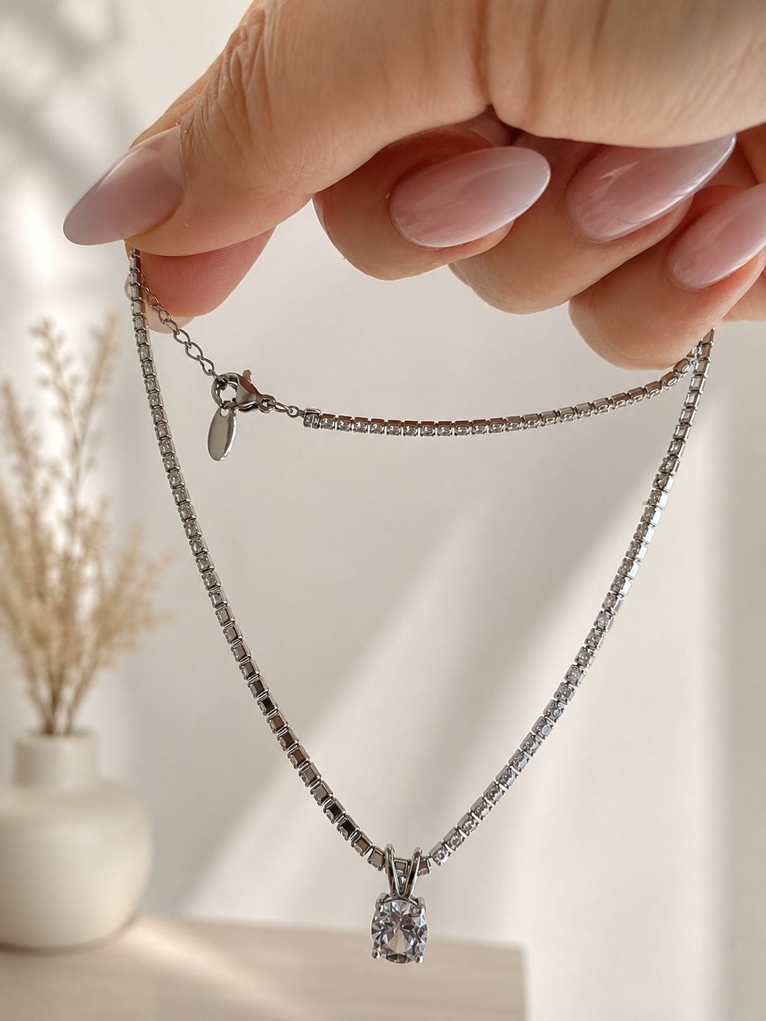 tennis necklace with pendant