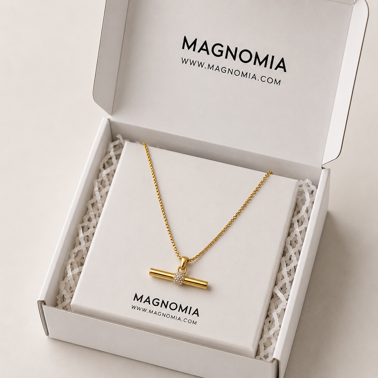 18 k gold plated t bar necklace