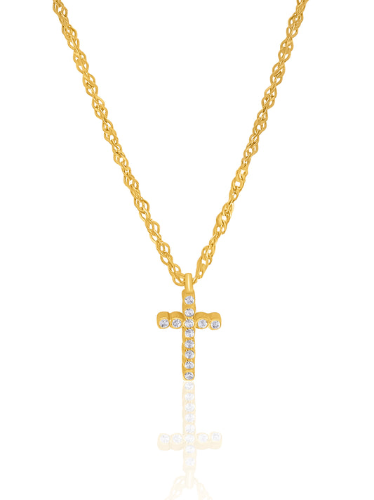 18k Gold Cross Necklace | Zircon Cross Necklace | Magnomia