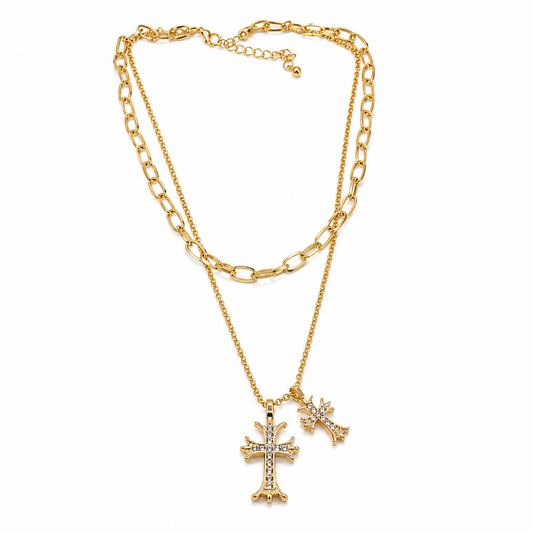 Double cross chain necklace