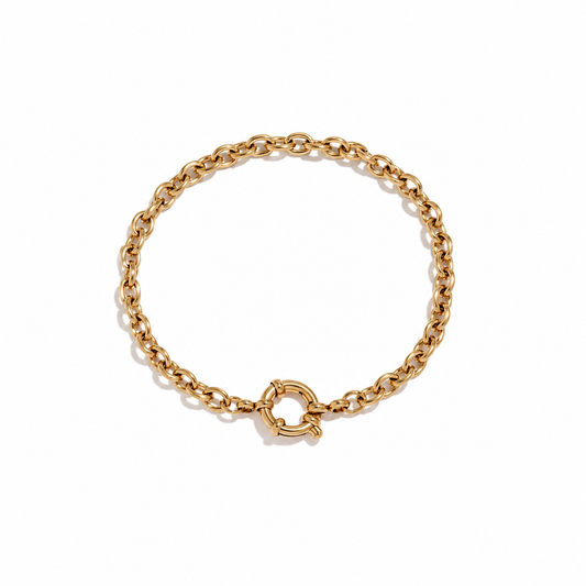 Gold Circle Clasp Bracelet