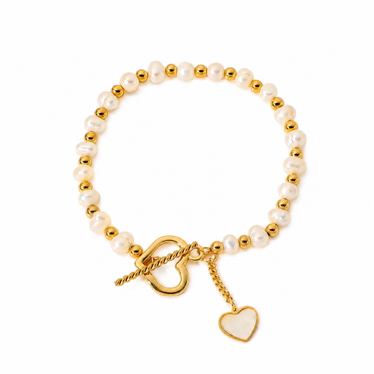 Gold plated fresh pearl bracelet