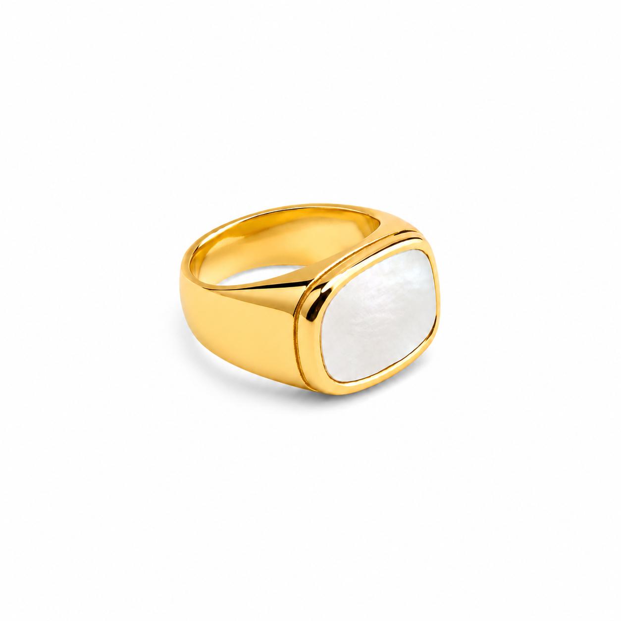 Gold plated white stone ring