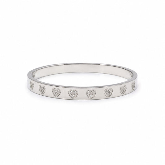 Heart Bangle Bracelet- Silver