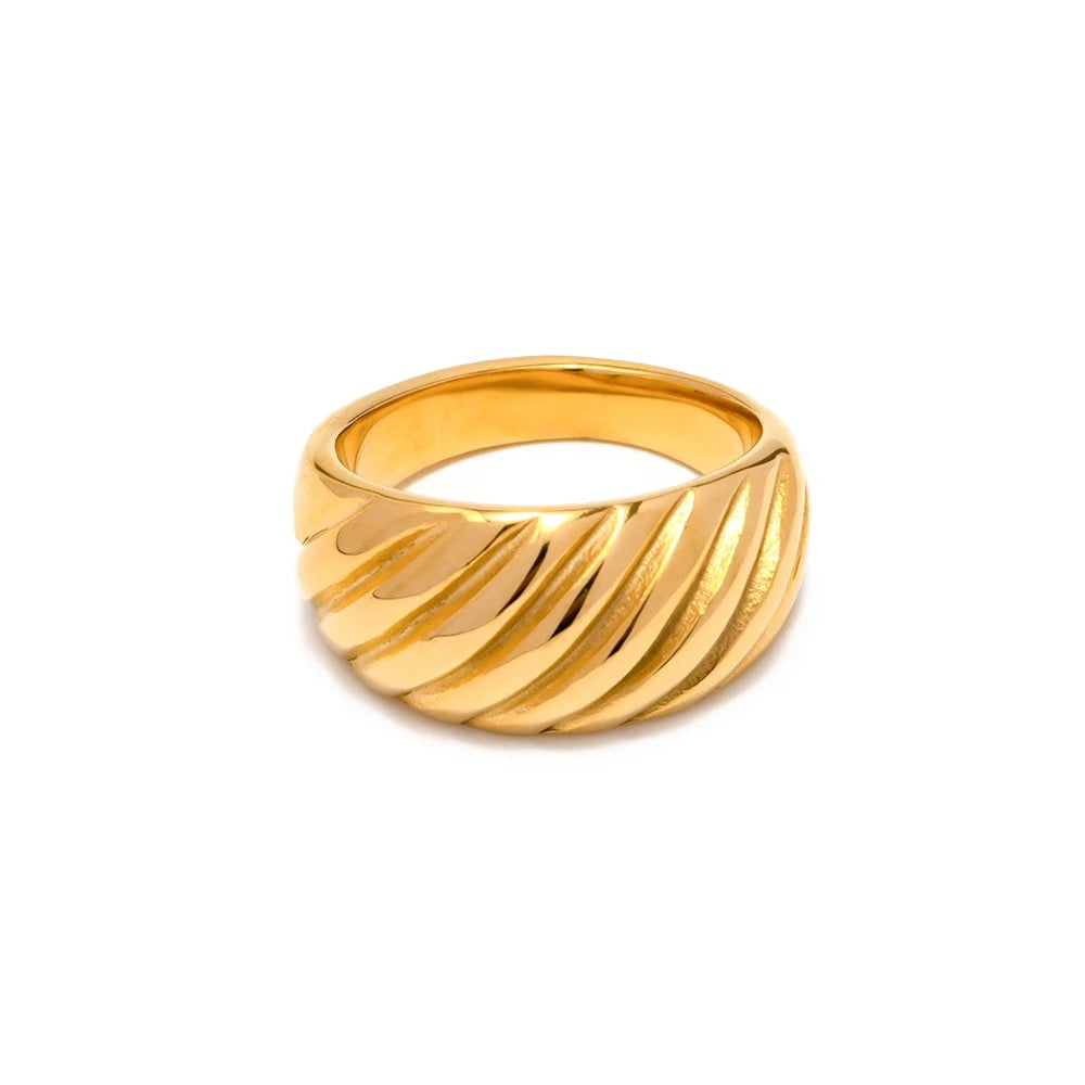 Gold Plated Croissant Ring | Unique Crossaint Ring | Magnomia