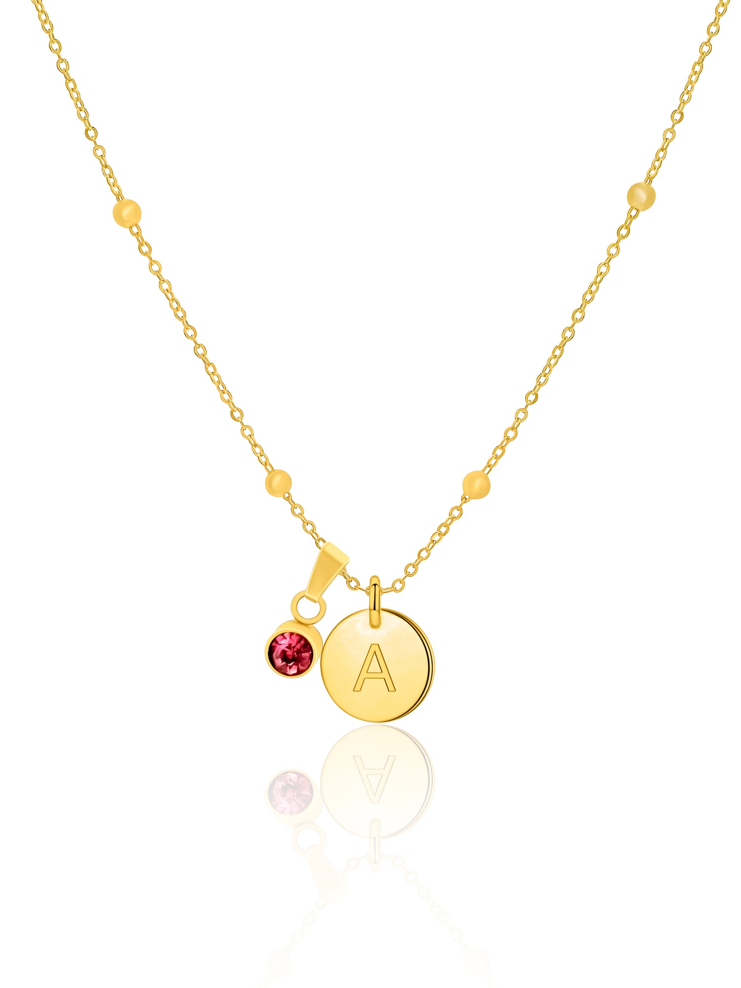 Initial necklace+birthstone I-O