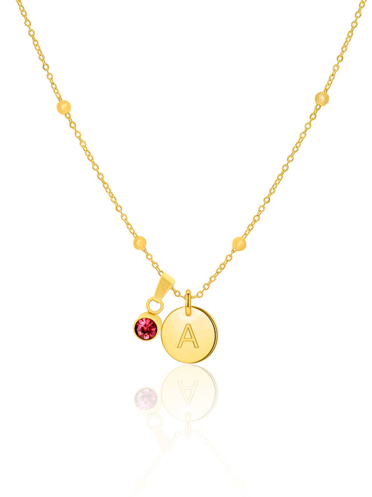 Initial necklace+Birthstone