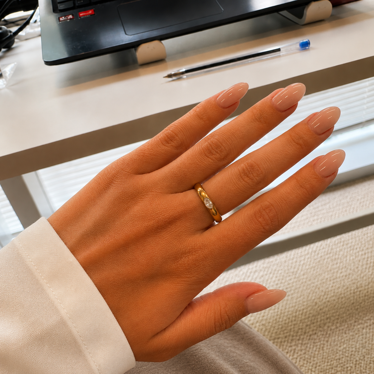 Minimal  gold plated Zircon Ring