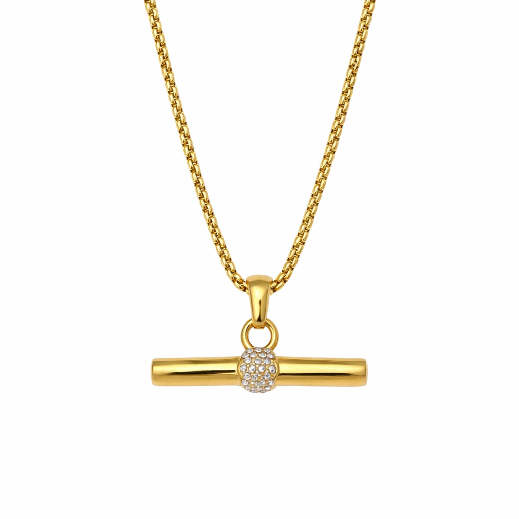 gold t bar necklace