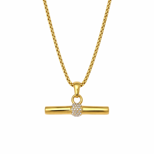 gold t bar necklace