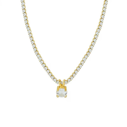 Tennis Necklace with Solitaire Pendant