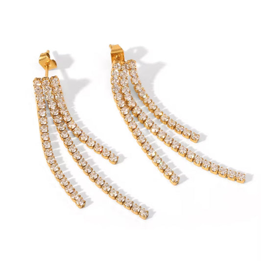 Triple Drop Stud Earrings