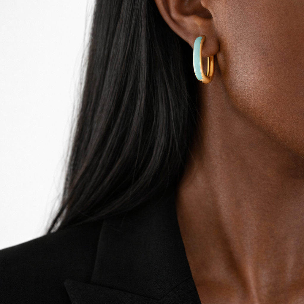 Turquoise Gold Hoops
