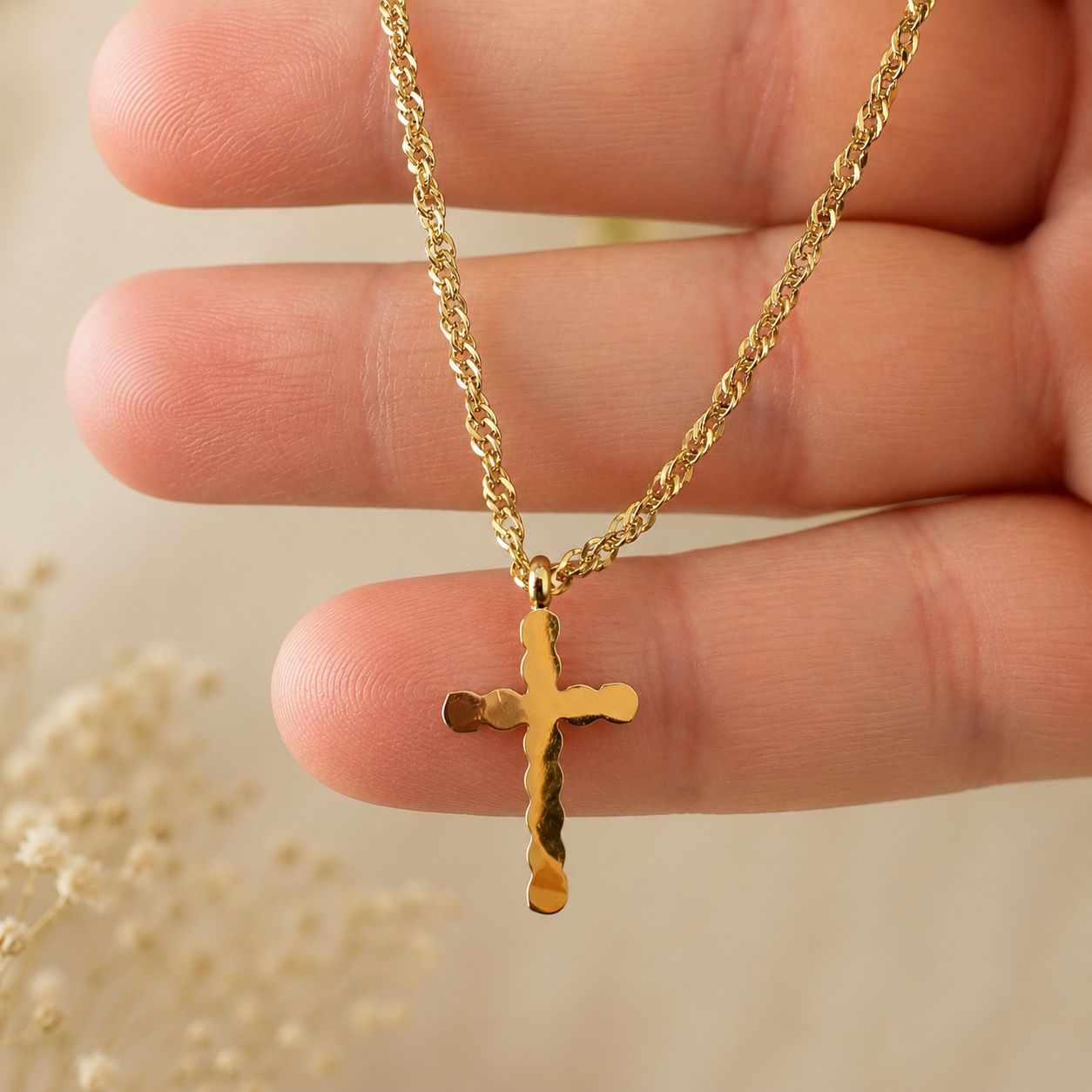 back of zircon cross necklace