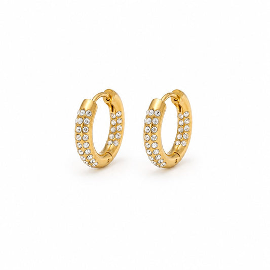 crystal pave gold huggies