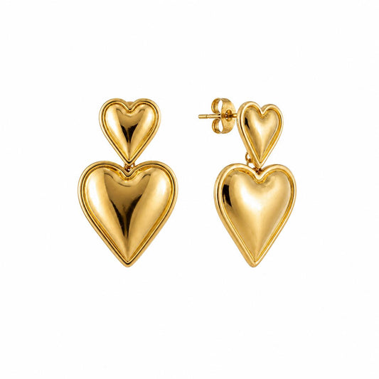double gold heart earrings