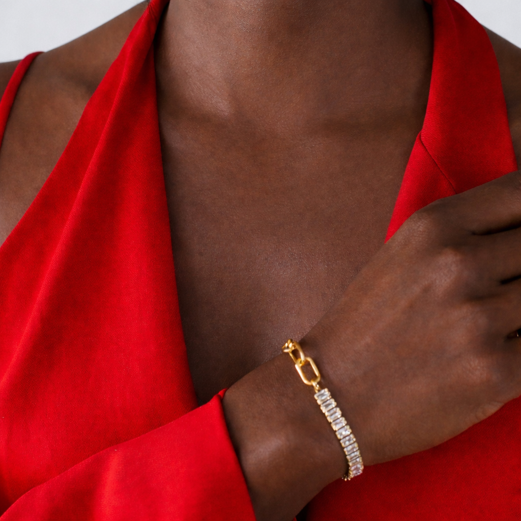 gold plated Crystal shiny bracelet