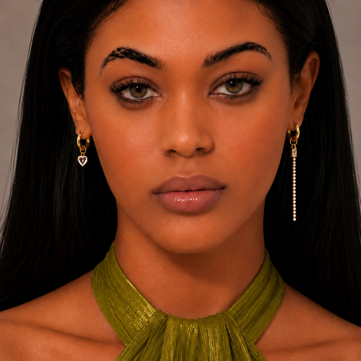 gold plated asymmetrical earrings 