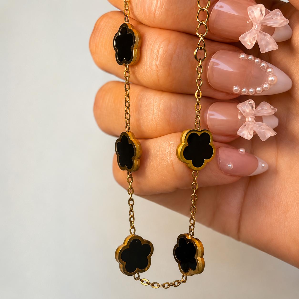 gold plated black chain bracelet