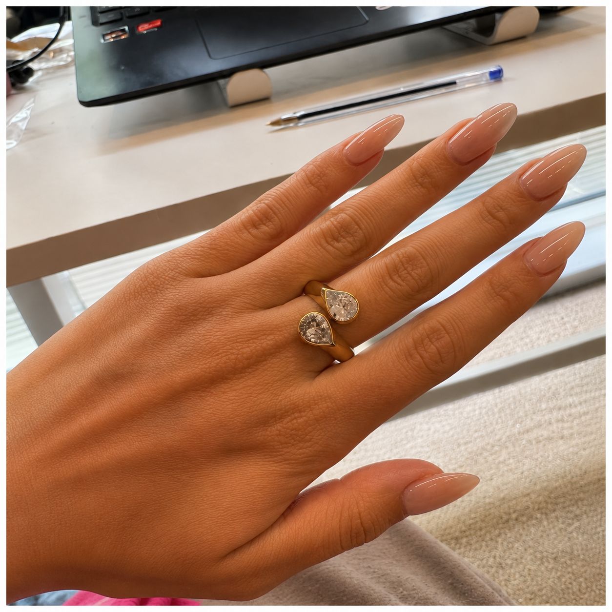 gold  zirconia open ring