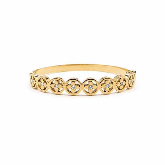 gold plated  Crystal Round Clover Bracelet 