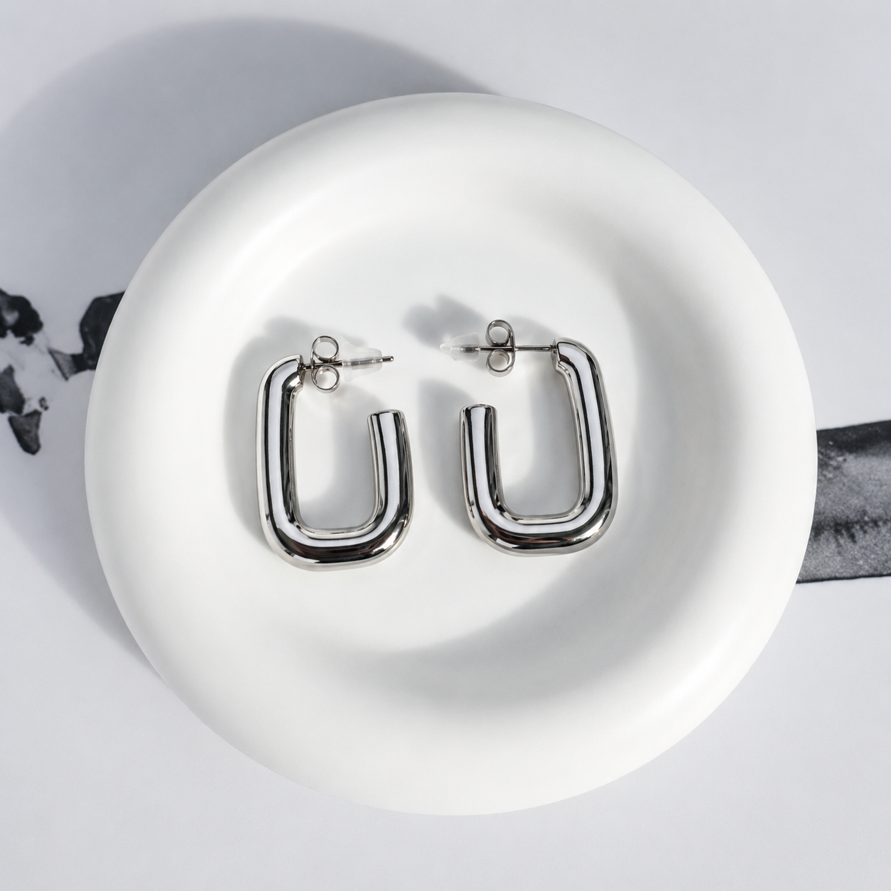 rectangular silver errings