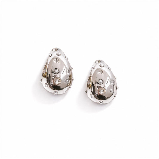 silver drop earrings with zirconia