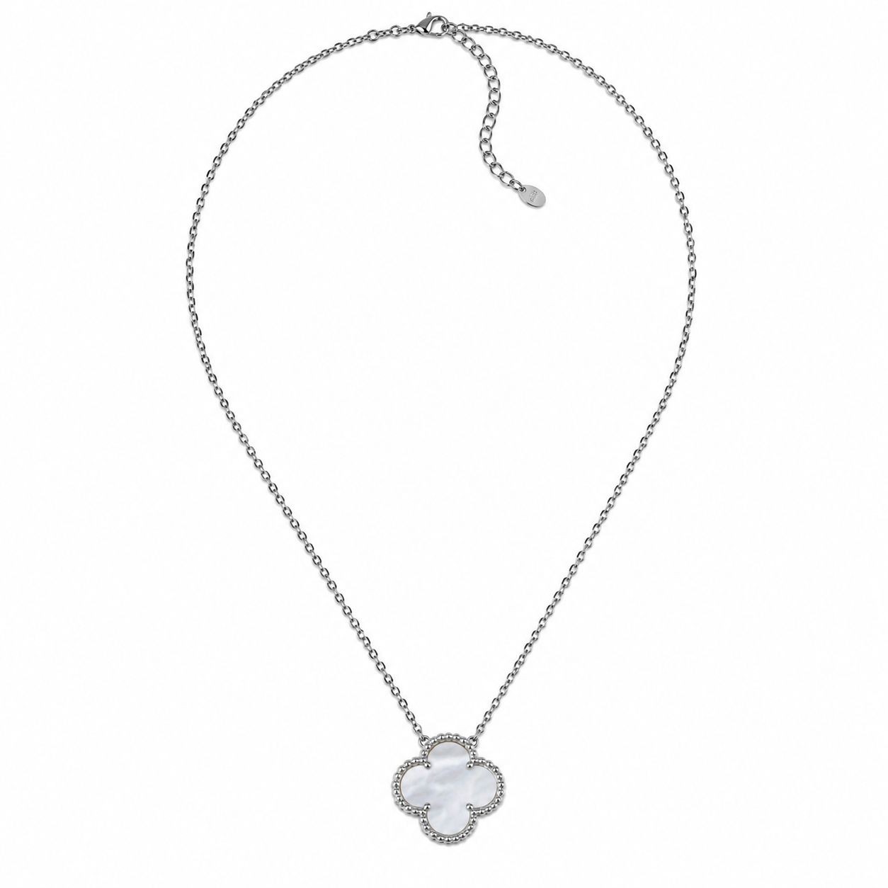 silver necklace with clover pendant