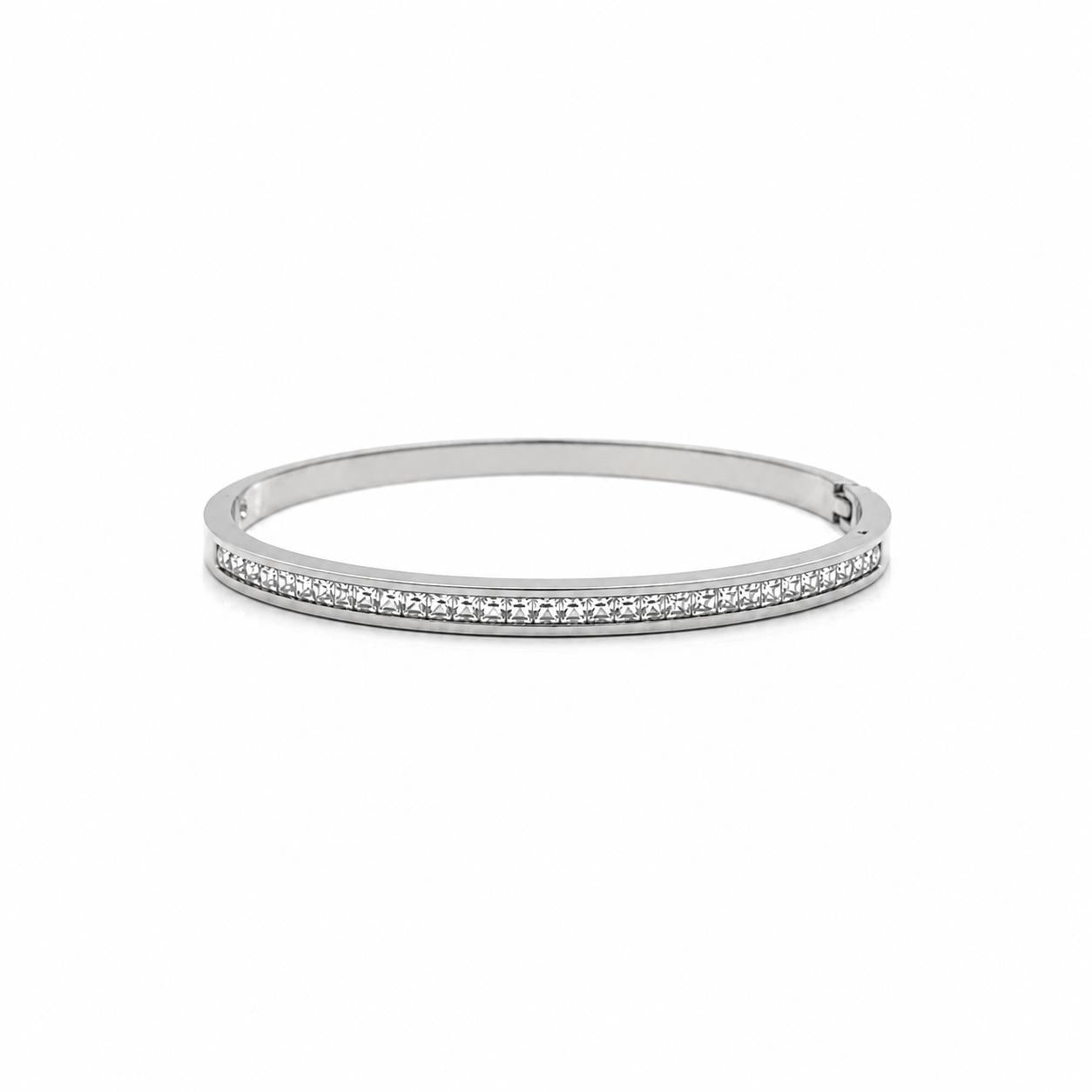 silver plating slim bangle bracelet