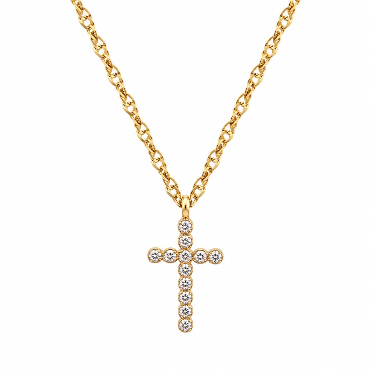 zircon cross necklace