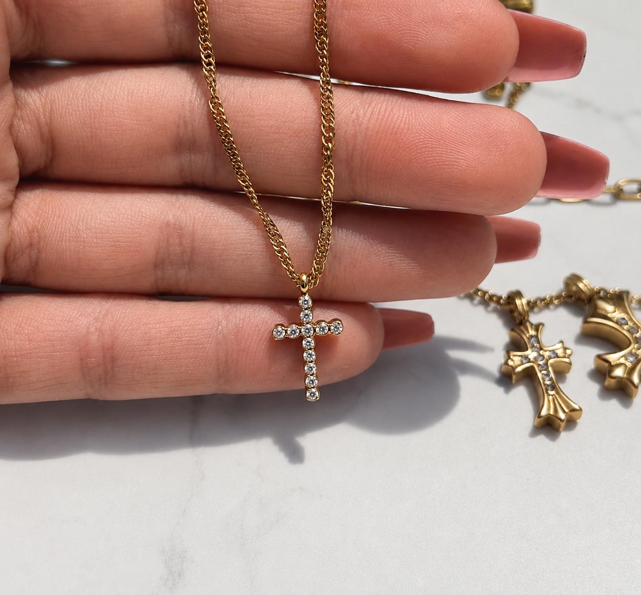 zircon cross necklace magnomia