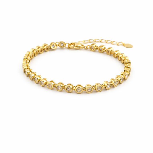 gold zirconia bezel bracelet