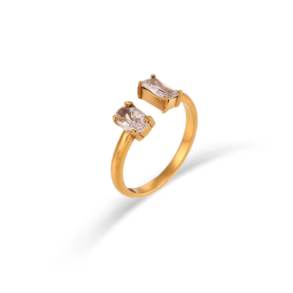 zirconia open gold ring